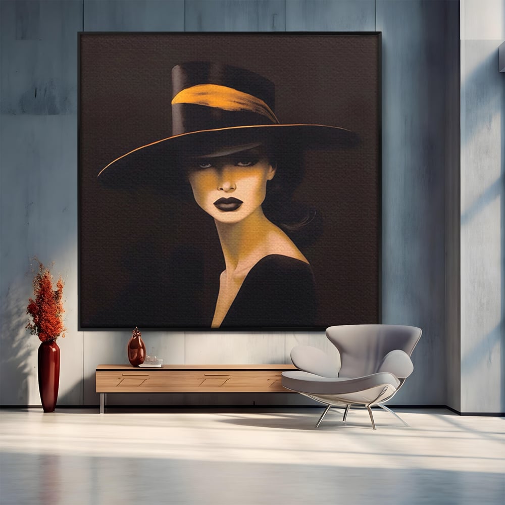 Tablou Canvas Premium LuxCanva® A1438, The Mysterious Lady , Decorativ, Femeie, Mister, Senzualitate, Privire, Living, Culori Vibrante