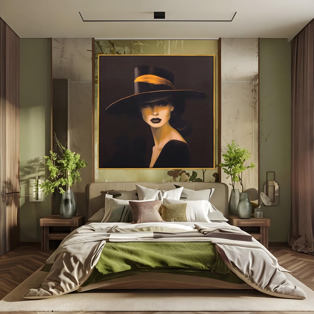 Tablou Canvas Premium LuxCanva® A1438, The Mysterious Lady , Decorativ, Femeie, Mister, Senzualitate, Privire, Living, Culori Vibrante