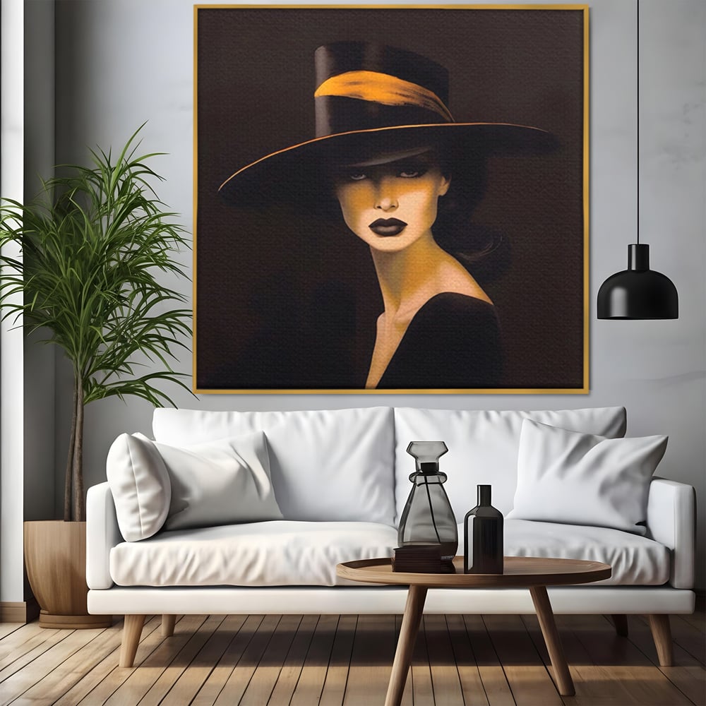 Tablou Canvas Premium LuxCanva® A1438, The Mysterious Lady , Decorativ, Femeie, Mister, Senzualitate, Privire, Living, Culori Vibrante