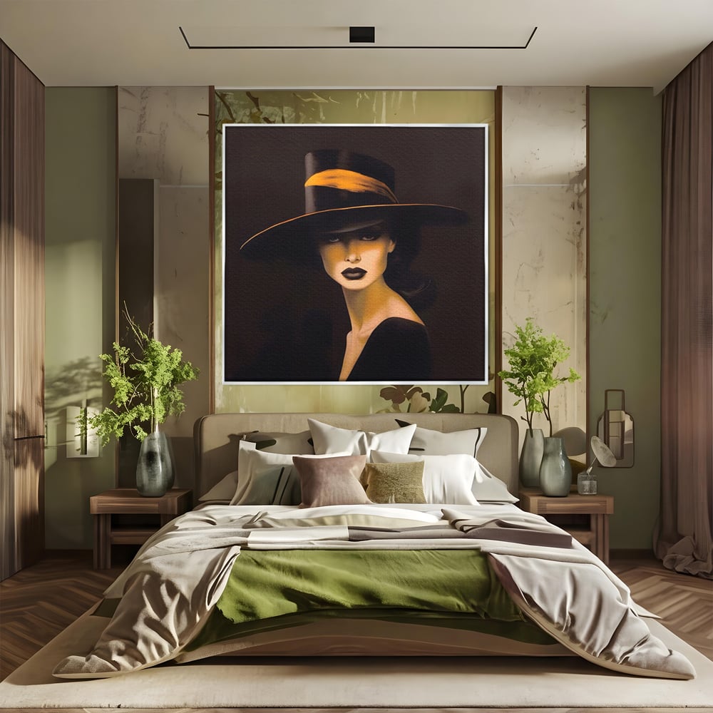 Tablou Canvas Premium LuxCanva® A1438, The Mysterious Lady , Decorativ, Femeie, Mister, Senzualitate, Privire, Living, Culori Vibrante