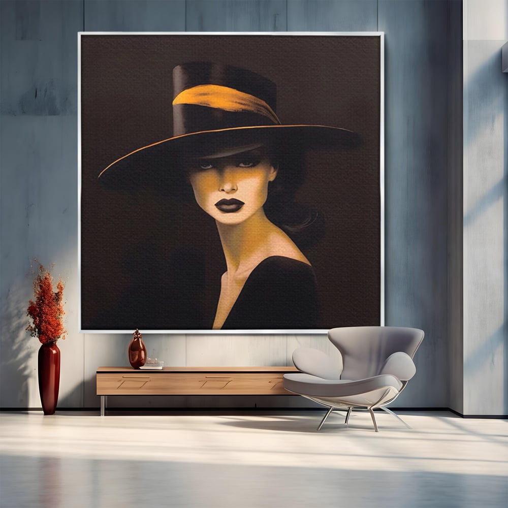 Tablou Canvas Premium LuxCanva® A1438, The Mysterious Lady , Decorativ, Femeie, Mister, Senzualitate, Privire, Living, Culori Vibrante