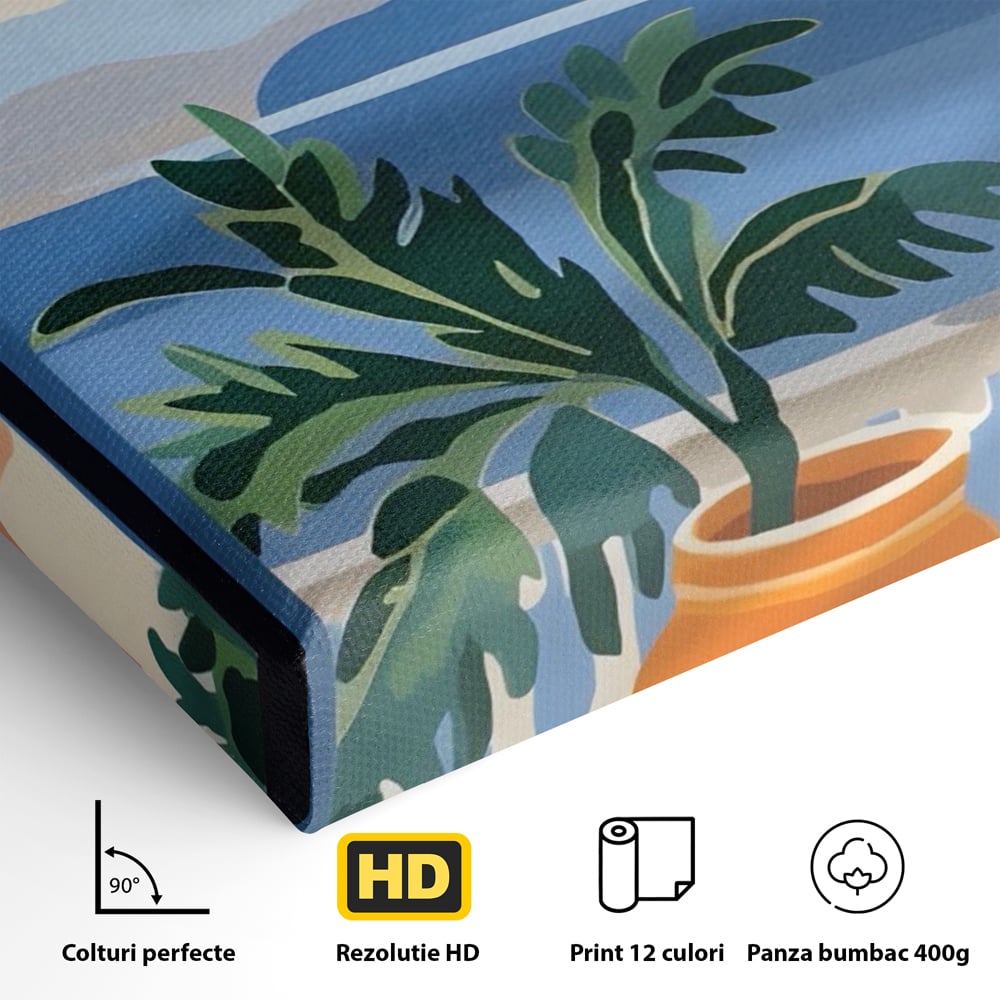 Tablou Canvas Premium LuxCanva® A1439, Summer View , Decorativ, Colorat, Vara, Priveliste, Geam, Living, Culori Vibrante