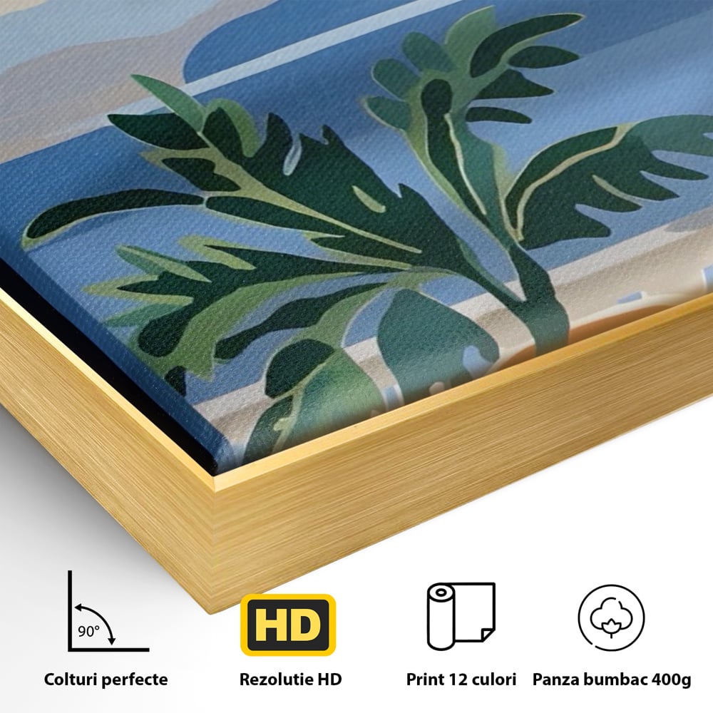 Tablou Canvas Premium LuxCanva® A1439, Summer View , Decorativ, Colorat, Vara, Priveliste, Geam, Living, Culori Vibrante