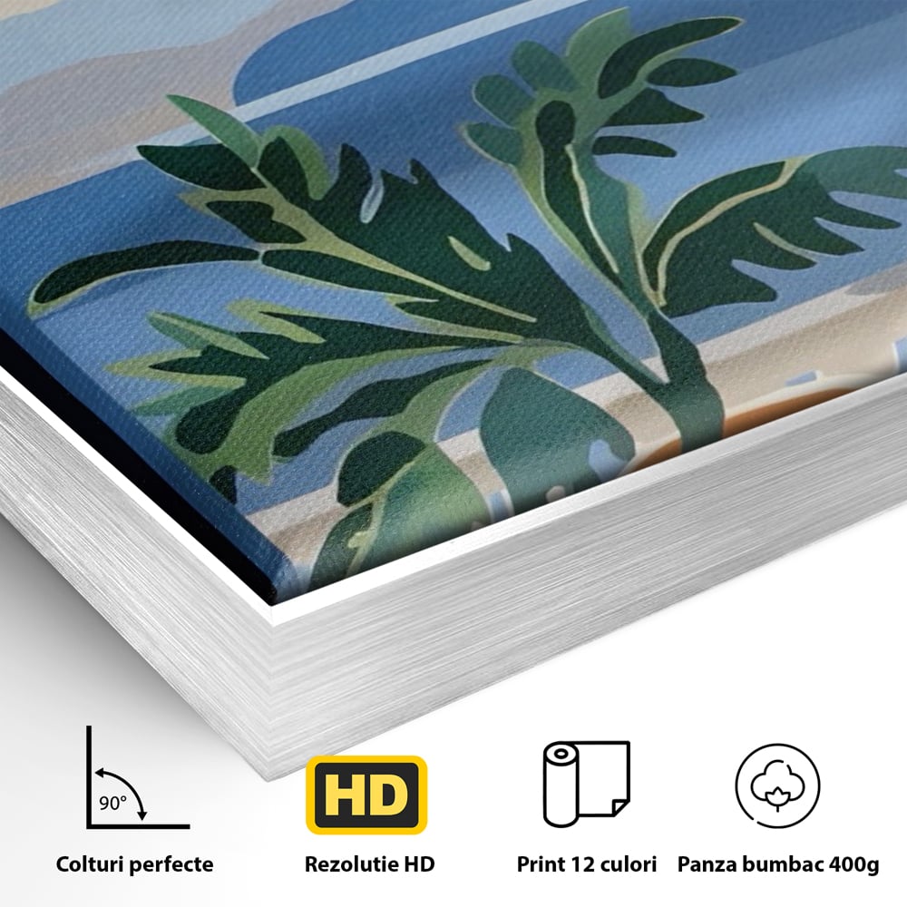 Tablou Canvas Premium LuxCanva® A1439, Summer View , Decorativ, Colorat, Vara, Priveliste, Geam, Living, Culori Vibrante