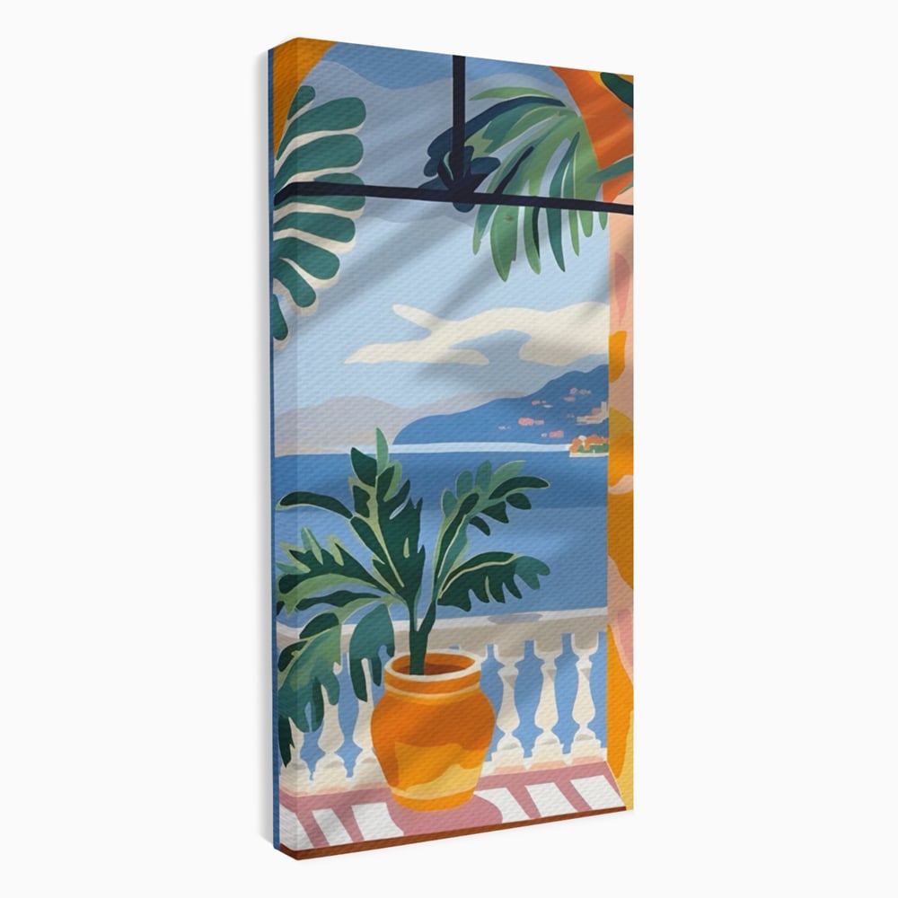 Tablou Canvas Premium LuxCanva® A1439, Summer View , Decorativ, Colorat, Vara, Priveliste, Geam, Living, Culori Vibrante