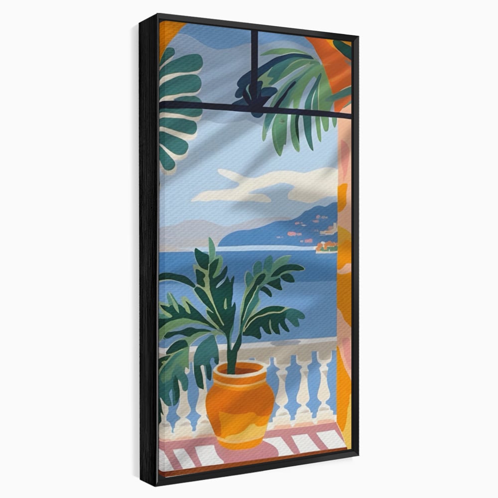Tablou Canvas Premium LuxCanva® A1439, Summer View , Decorativ, Colorat, Vara, Priveliste, Geam, Living, Culori Vibrante