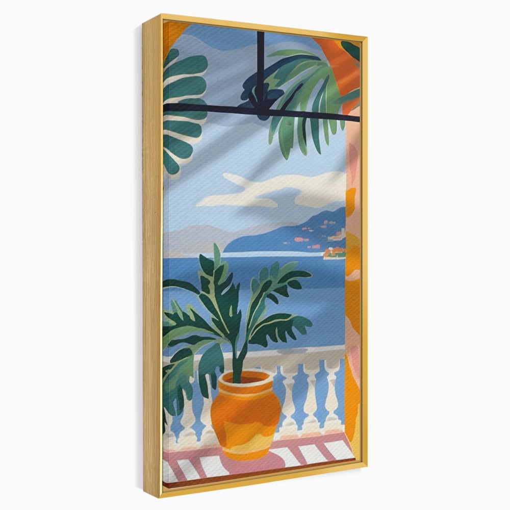 Tablou Canvas Premium LuxCanva® A1439, Summer View , Decorativ, Colorat, Vara, Priveliste, Geam, Living, Culori Vibrante