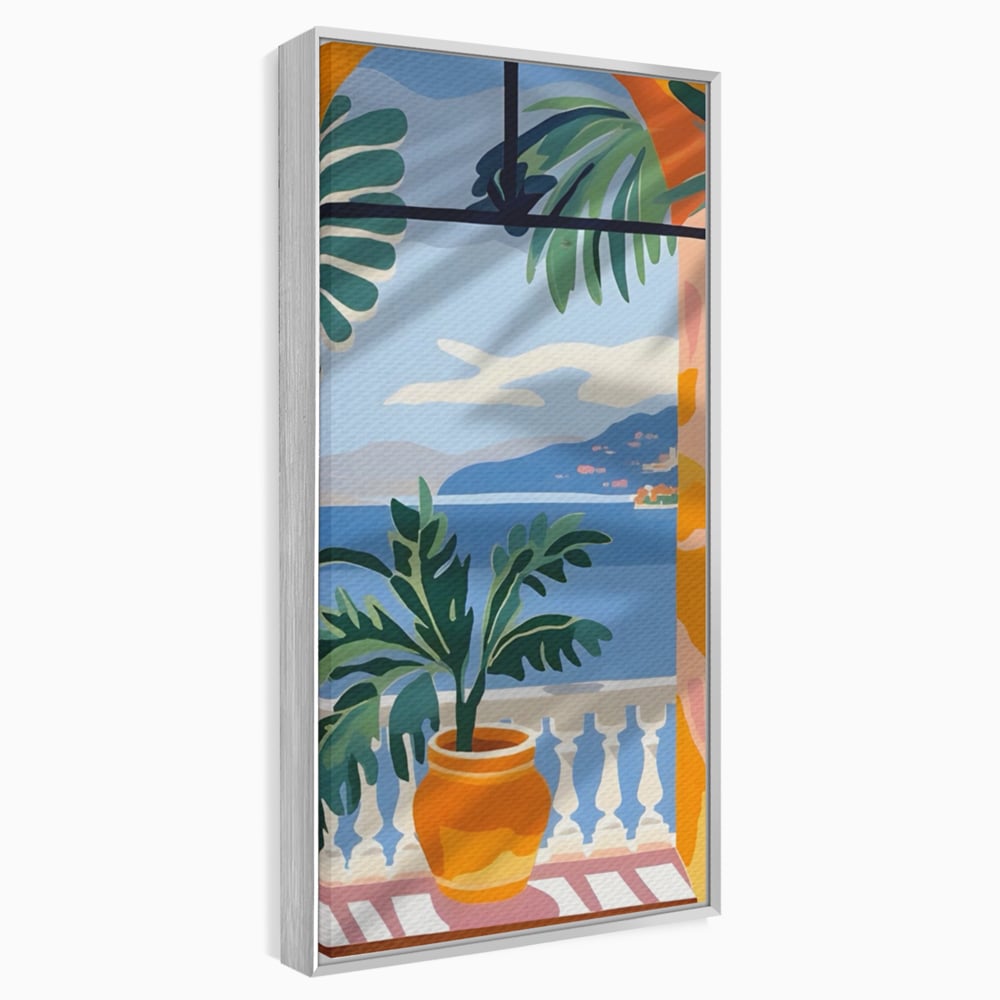 Tablou Canvas Premium LuxCanva® A1439, Summer View , Decorativ, Colorat, Vara, Priveliste, Geam, Living, Culori Vibrante