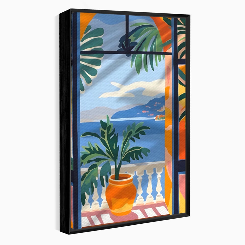 Tablou Canvas Premium LuxCanva® A1439, Summer View , Decorativ, Colorat, Vara, Priveliste, Geam, Living, Culori Vibrante