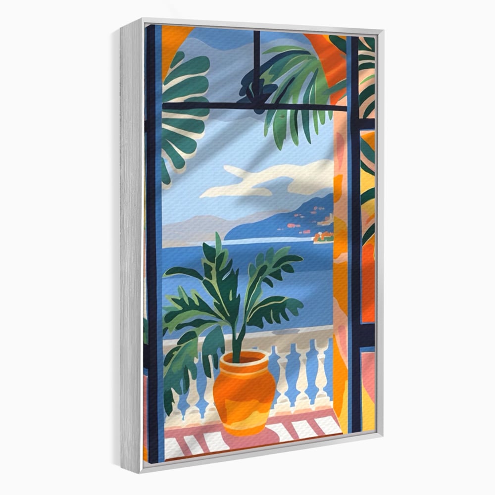 Tablou Canvas Premium LuxCanva® A1439, Summer View , Decorativ, Colorat, Vara, Priveliste, Geam, Living, Culori Vibrante