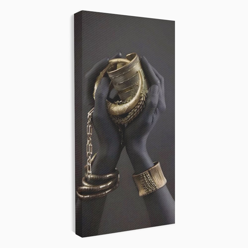 Tablou Canvas Premium LuxCanva® A1440, Maini Aurii , Decorativ, Bijuterii, Palme, Room, Culori Vibrante