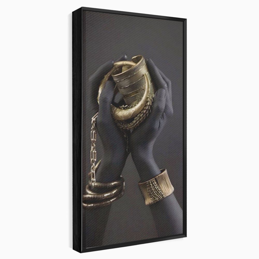 Tablou Canvas Premium LuxCanva® A1440, Maini Aurii , Decorativ, Bijuterii, Palme, Room, Culori Vibrante
