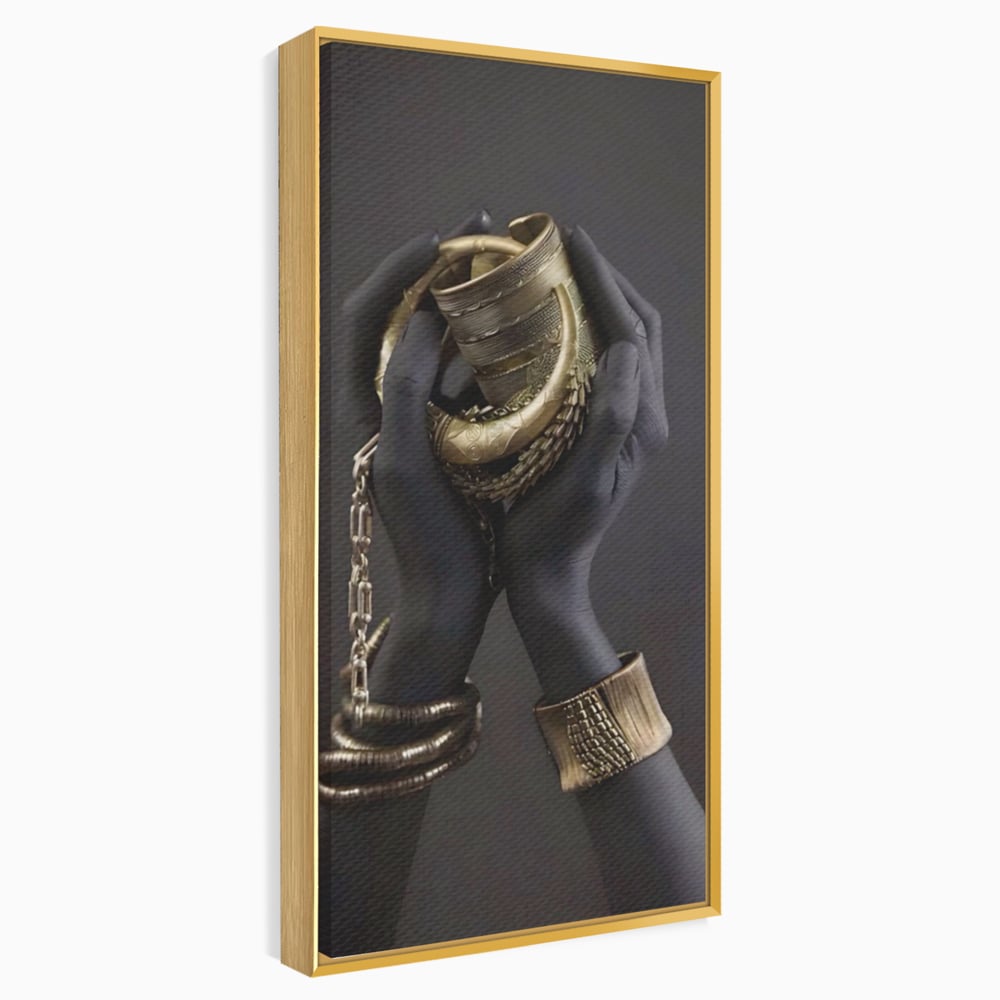 Tablou Canvas Premium LuxCanva® A1440, Maini Aurii , Decorativ, Bijuterii, Palme, Room, Culori Vibrante