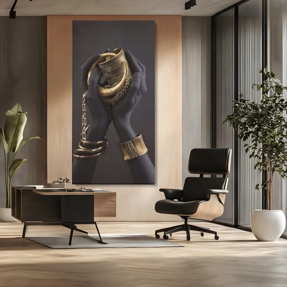 Tablou Canvas Premium LuxCanva® A1440, Maini Aurii , Decorativ, Bijuterii, Palme, Room, Culori Vibrante