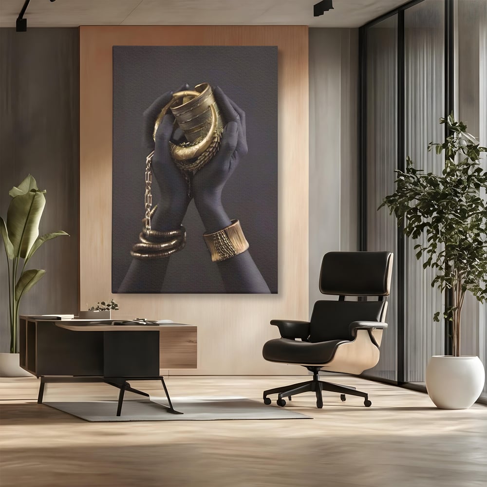 Tablou Canvas Premium LuxCanva® A1440, Maini Aurii , Decorativ, Bijuterii, Palme, Room, Culori Vibrante