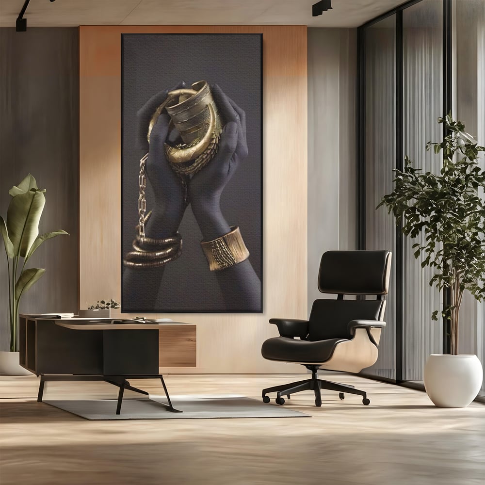 Tablou Canvas Premium LuxCanva® A1440, Maini Aurii , Decorativ, Bijuterii, Palme, Room, Culori Vibrante