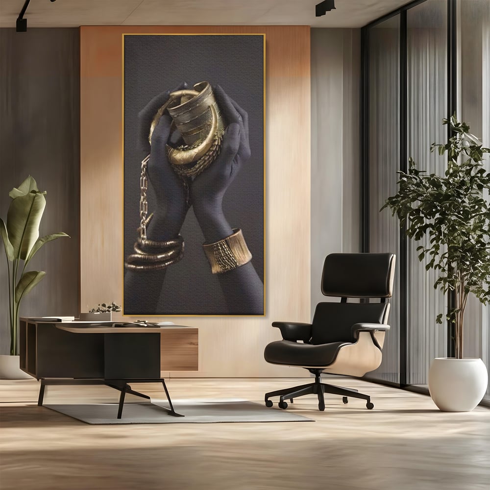 Tablou Canvas Premium LuxCanva® A1440, Maini Aurii , Decorativ, Bijuterii, Palme, Room, Culori Vibrante