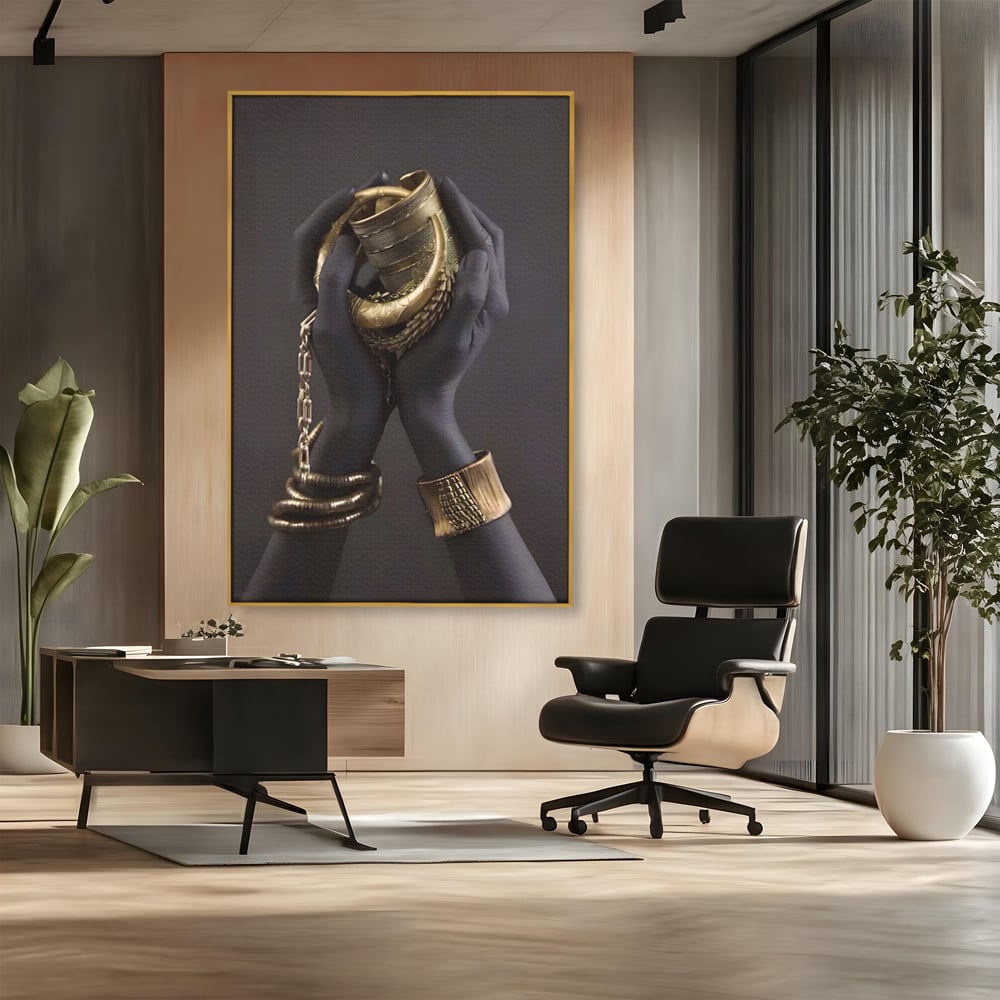 Tablou Canvas Premium LuxCanva® A1440, Maini Aurii , Decorativ, Bijuterii, Palme, Room, Culori Vibrante