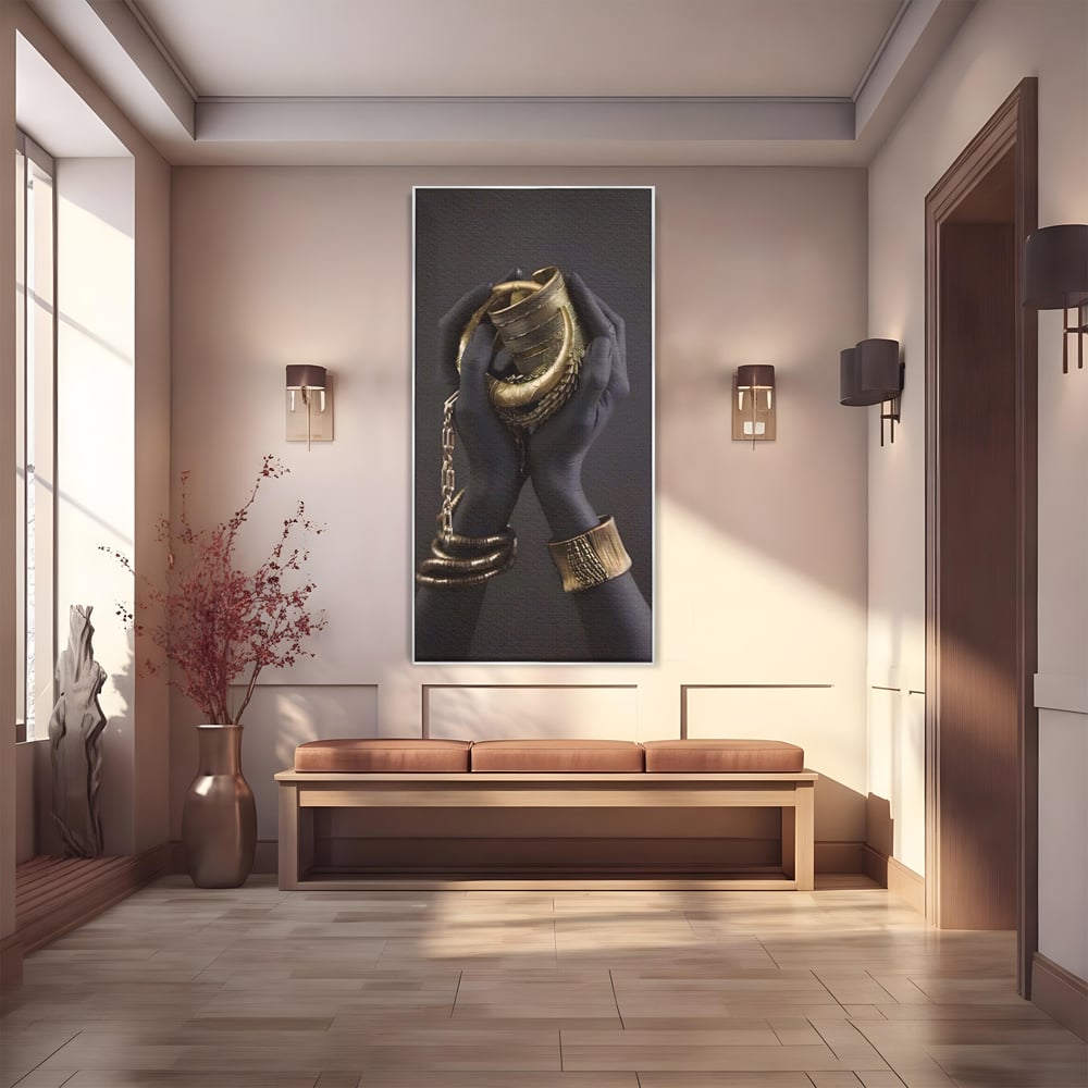 Tablou Canvas Premium LuxCanva® A1440, Maini Aurii , Decorativ, Bijuterii, Palme, Room, Culori Vibrante