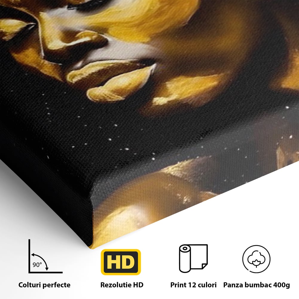 Leinwandbilder Premium LuxCanva® A1441, Afrikanisches Gold , Dekorativ, Frau, Goldtropfen, Goldene Lippen, Goldene Lippen, Zimmer, Lebendige Farben