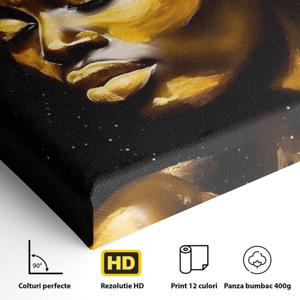 Leinwandbilder Premium LuxCanva® A1441, Afrikanisches Gold , Dekorativ, Frau, Goldtropfen, Goldene Lippen, Goldene Lippen, Zimmer, Lebendige Farben