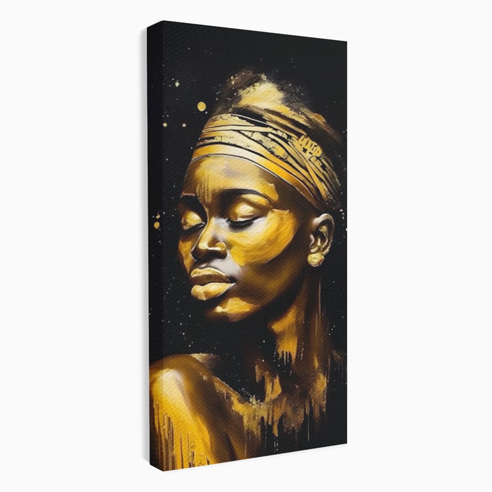 Leinwandbilder Premium LuxCanva® A1441, Afrikanisches Gold , Dekorativ, Frau, Goldtropfen, Goldene Lippen, Goldene Lippen, Zimmer, Lebendige Farben