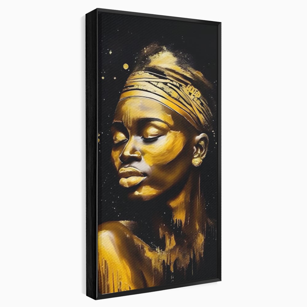 Leinwandbilder Premium LuxCanva® A1441, Afrikanisches Gold , Dekorativ, Frau, Goldtropfen, Goldene Lippen, Goldene Lippen, Zimmer, Lebendige Farben