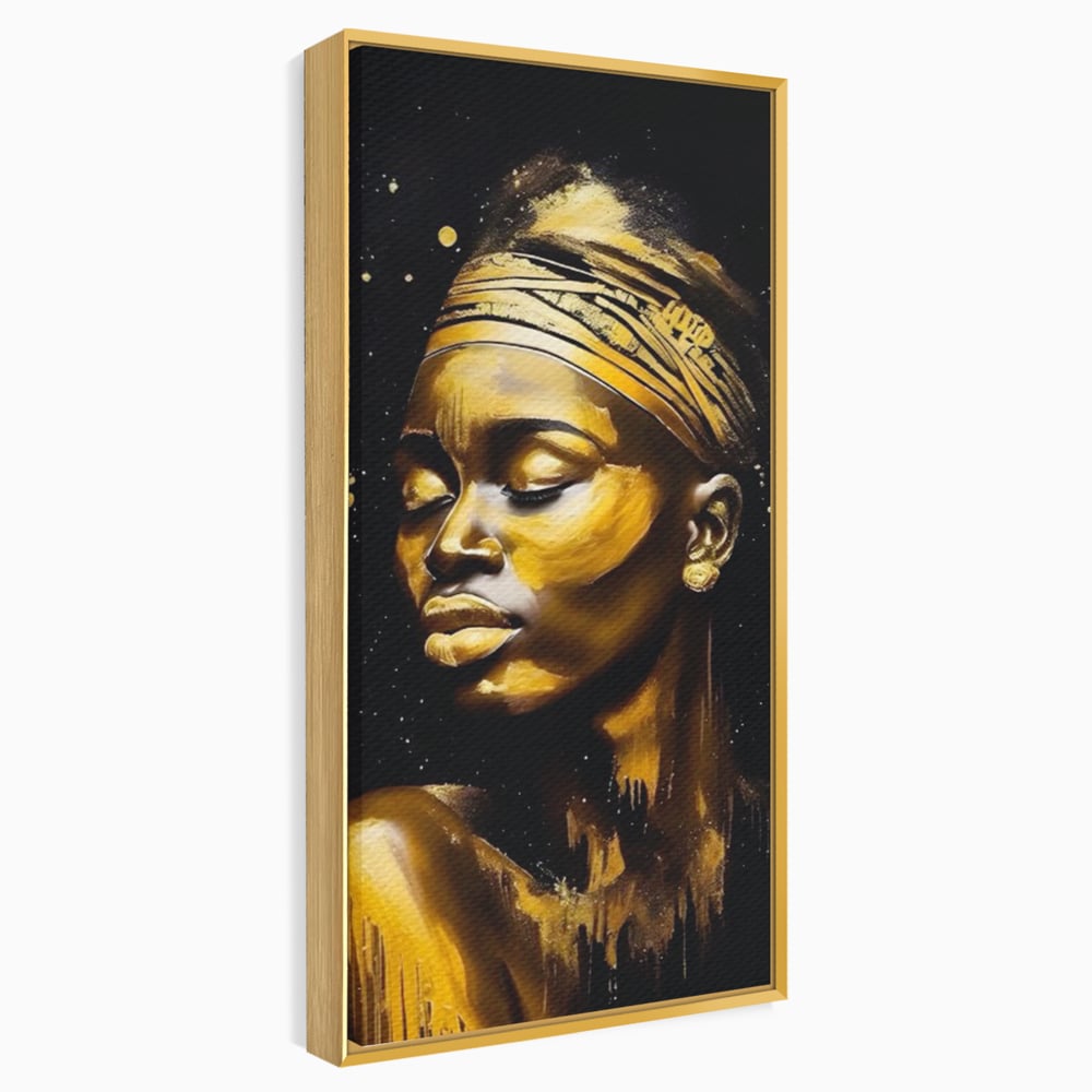 Leinwandbilder Premium LuxCanva® A1441, Afrikanisches Gold , Dekorativ, Frau, Goldtropfen, Goldene Lippen, Goldene Lippen, Zimmer, Lebendige Farben
