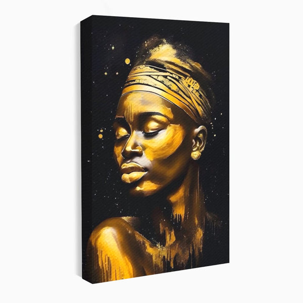 Leinwandbilder Premium LuxCanva® A1441, Afrikanisches Gold , Dekorativ, Frau, Goldtropfen, Goldene Lippen, Goldene Lippen, Zimmer, Lebendige Farben