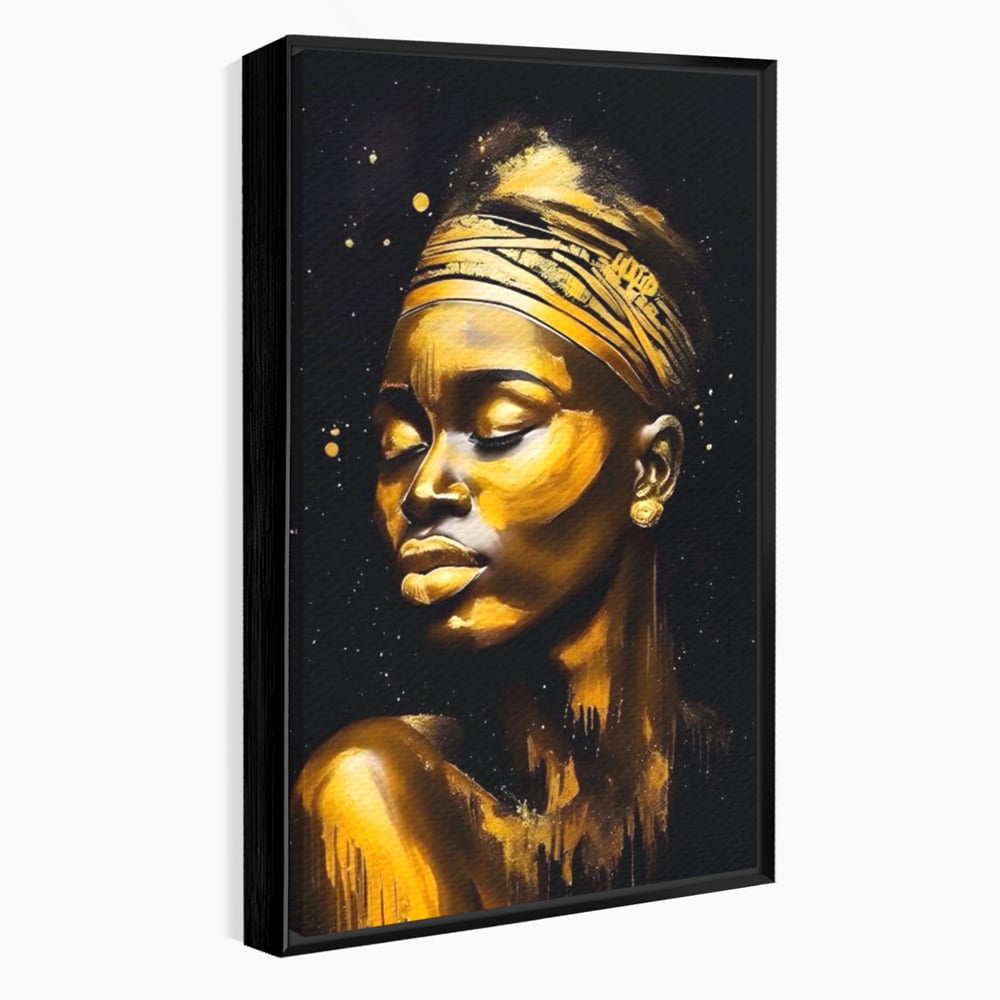 Leinwandbilder Premium LuxCanva® A1441, Afrikanisches Gold , Dekorativ, Frau, Goldtropfen, Goldene Lippen, Goldene Lippen, Zimmer, Lebendige Farben