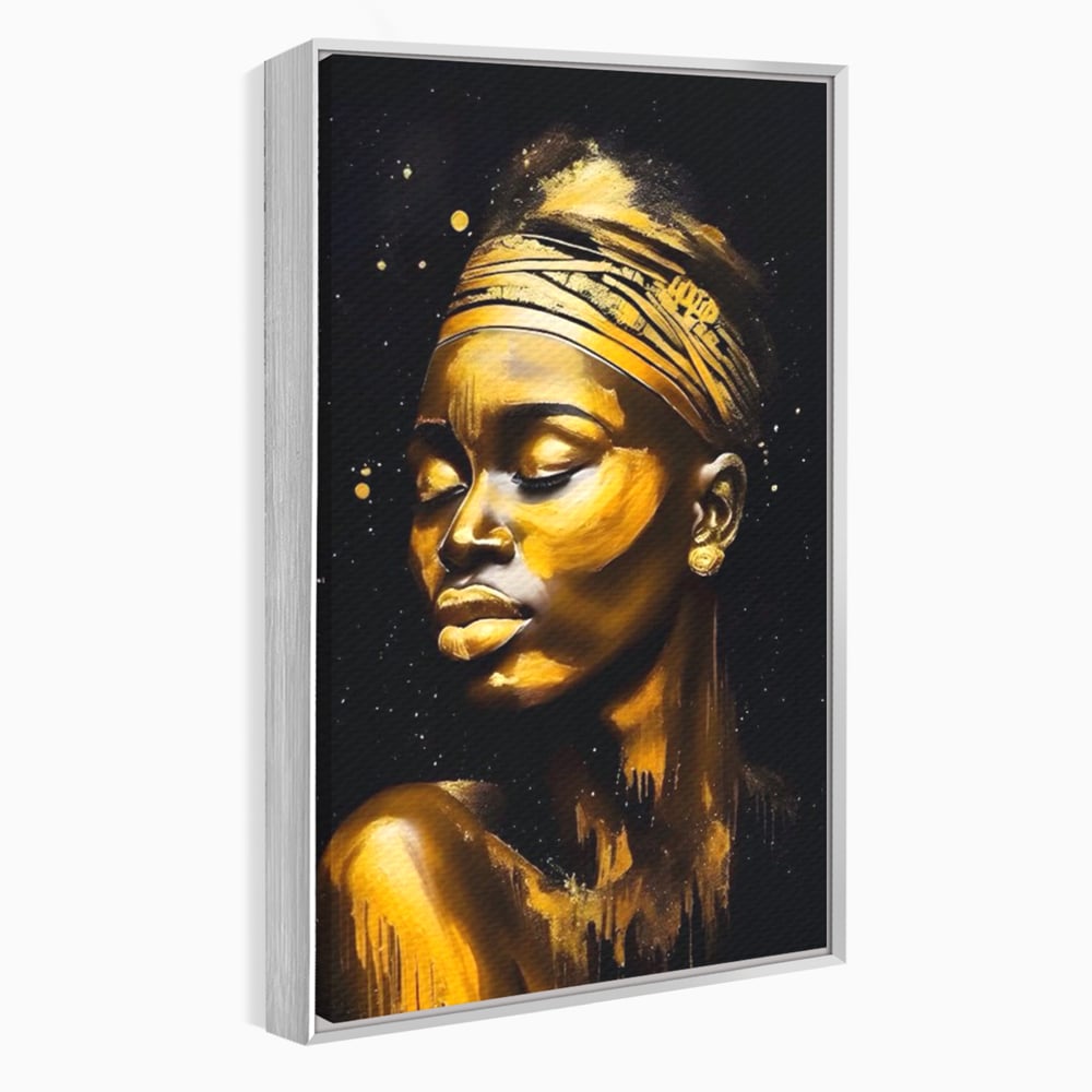 Leinwandbilder Premium LuxCanva® A1441, Afrikanisches Gold , Dekorativ, Frau, Goldtropfen, Goldene Lippen, Goldene Lippen, Zimmer, Lebendige Farben