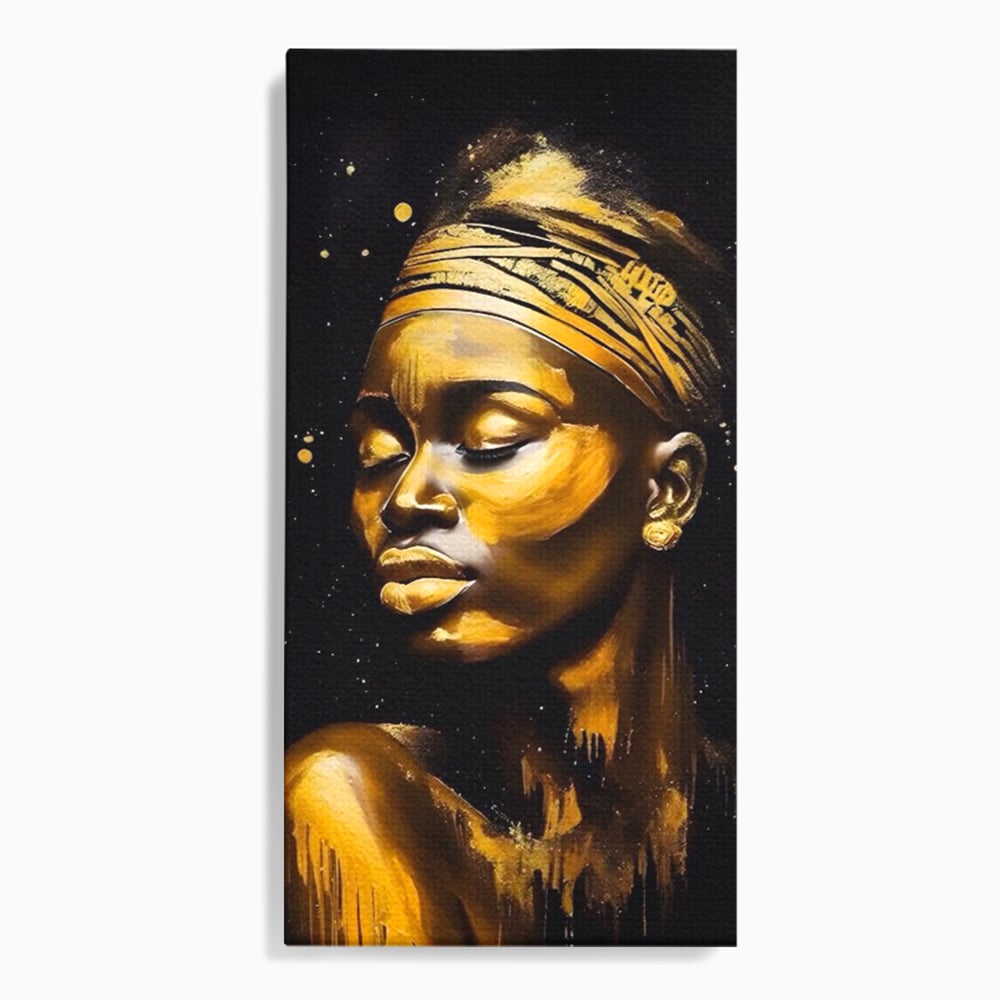 Leinwandbilder Premium LuxCanva® A1441, Afrikanisches Gold , Dekorativ, Frau, Goldtropfen, Goldene Lippen, Goldene Lippen, Zimmer, Lebendige Farben