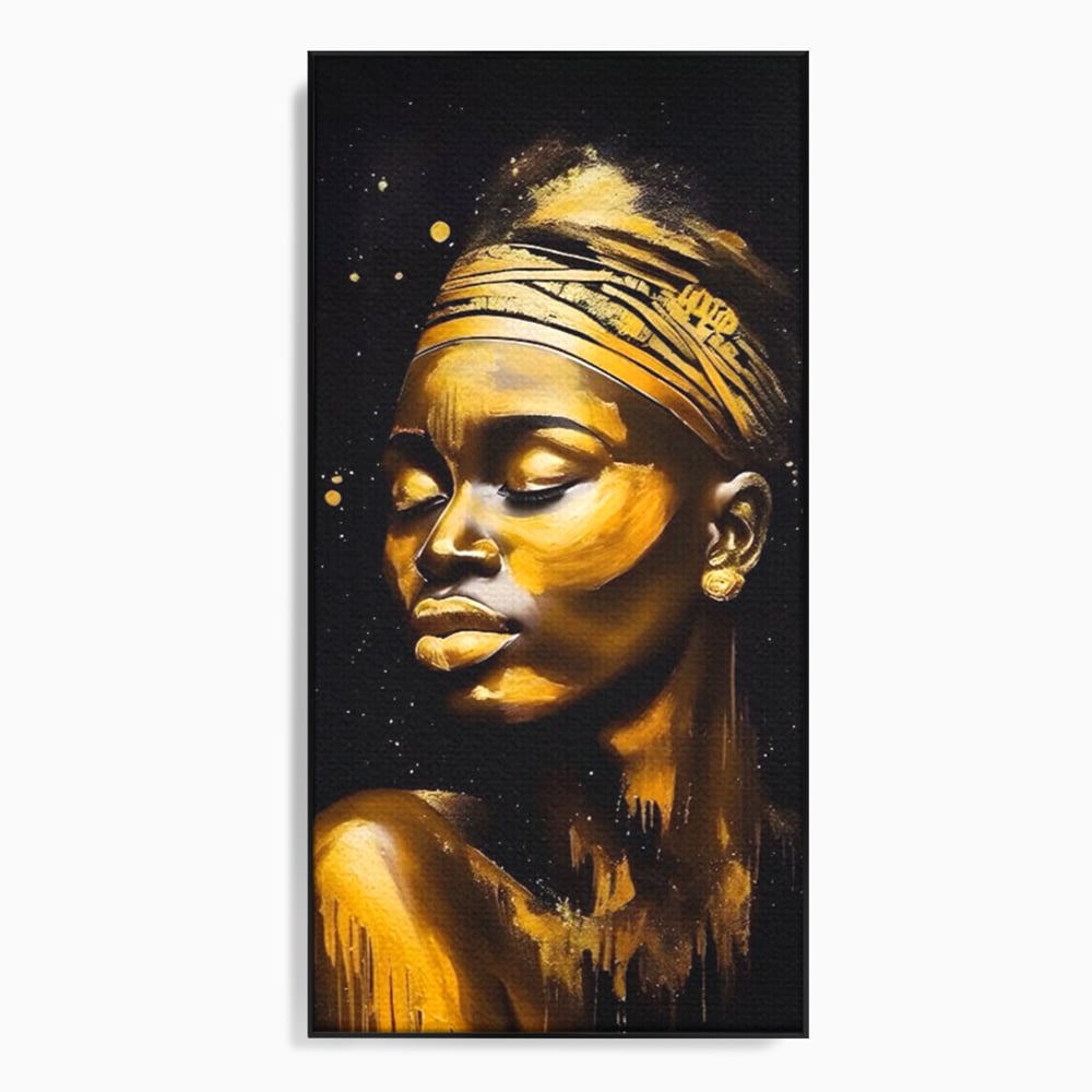 Leinwandbilder Premium LuxCanva® A1441, Afrikanisches Gold , Dekorativ, Frau, Goldtropfen, Goldene Lippen, Goldene Lippen, Zimmer, Lebendige Farben