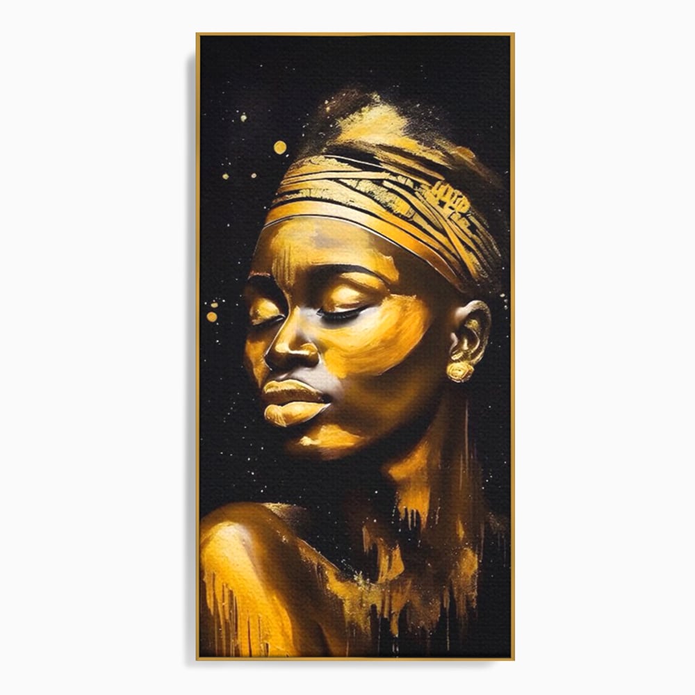 Leinwandbilder Premium LuxCanva® A1441, Afrikanisches Gold , Dekorativ, Frau, Goldtropfen, Goldene Lippen, Goldene Lippen, Zimmer, Lebendige Farben