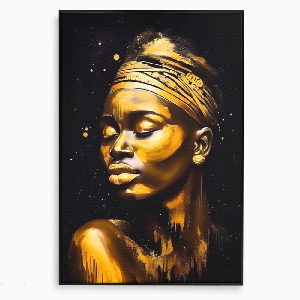 Leinwandbilder Premium LuxCanva® A1441, Afrikanisches Gold , Dekorativ, Frau, Goldtropfen, Goldene Lippen, Goldene Lippen, Zimmer, Lebendige Farben