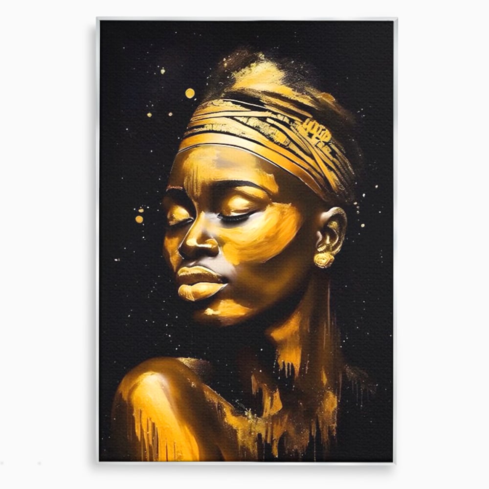 Leinwandbilder Premium LuxCanva® A1441, Afrikanisches Gold , Dekorativ, Frau, Goldtropfen, Goldene Lippen, Goldene Lippen, Zimmer, Lebendige Farben