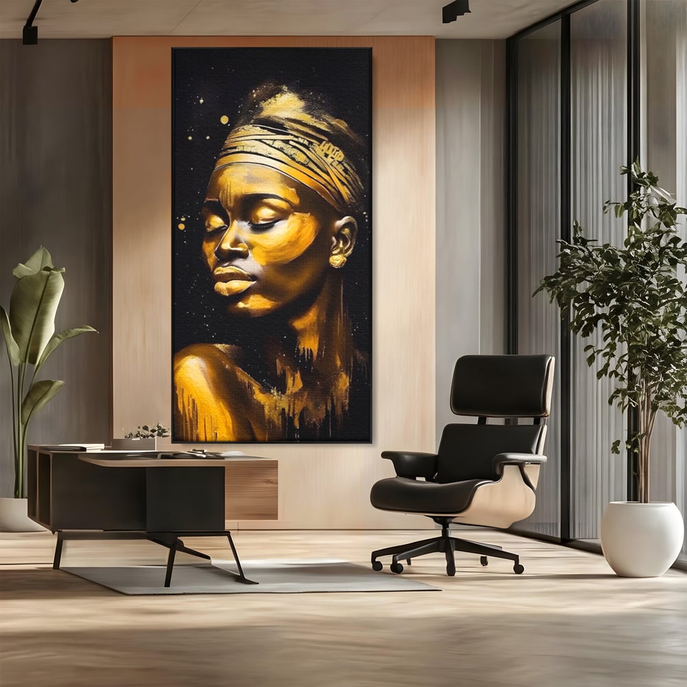 Leinwandbilder Premium LuxCanva® A1441, Afrikanisches Gold , Dekorativ, Frau, Goldtropfen, Goldene Lippen, Goldene Lippen, Zimmer, Lebendige Farben