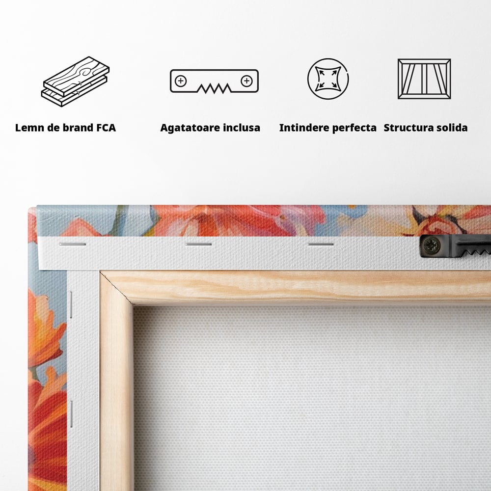 Tablou Canvas Premium LuxCanva® A1442, Flori Salbatice , Living, Colorat, Crizanteme, Natura, Planta, Decorativ, Culori Vibrante
