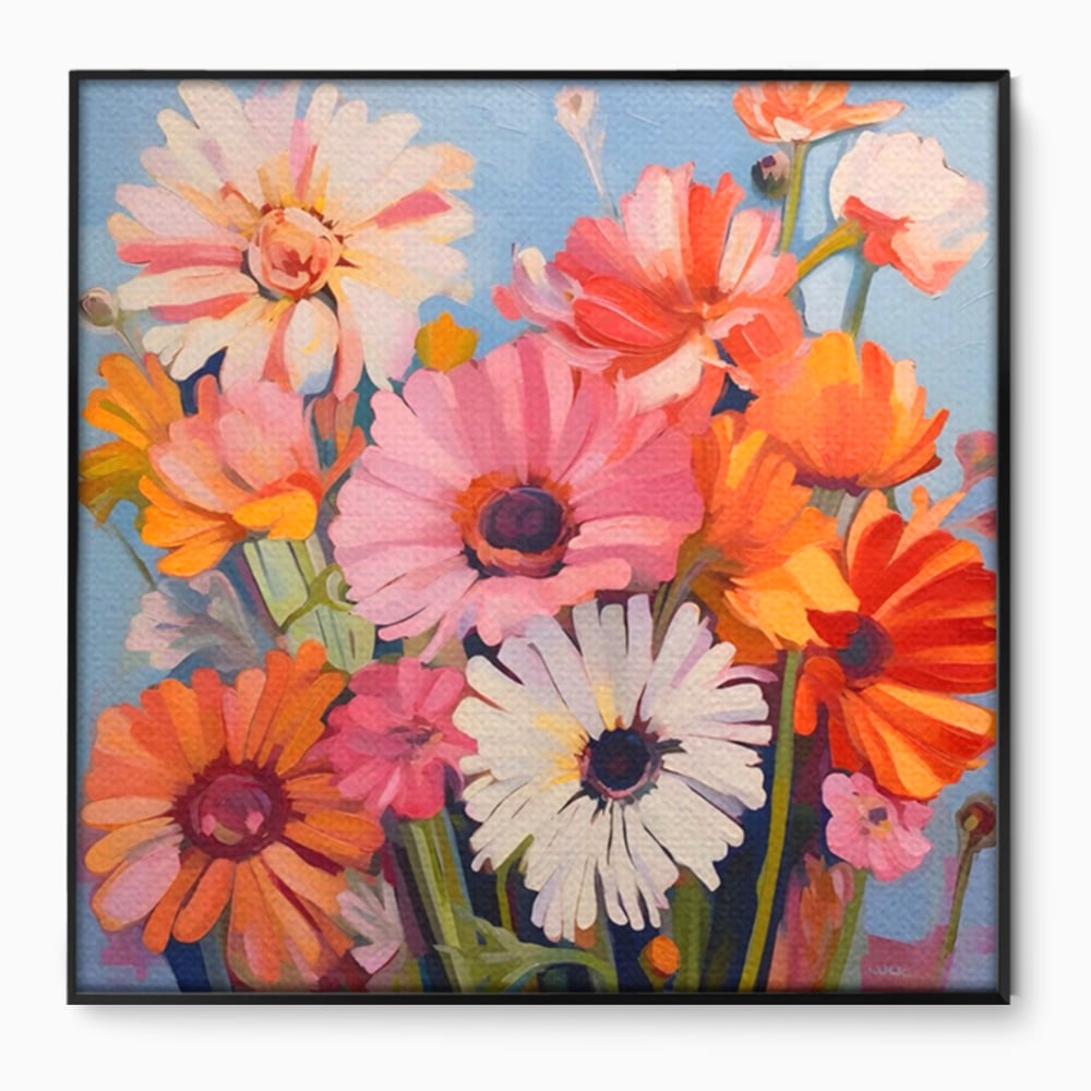 Tablou Canvas Premium LuxCanva® A1442, Flori Salbatice , Living, Colorat, Crizanteme, Natura, Planta, Decorativ, Culori Vibrante