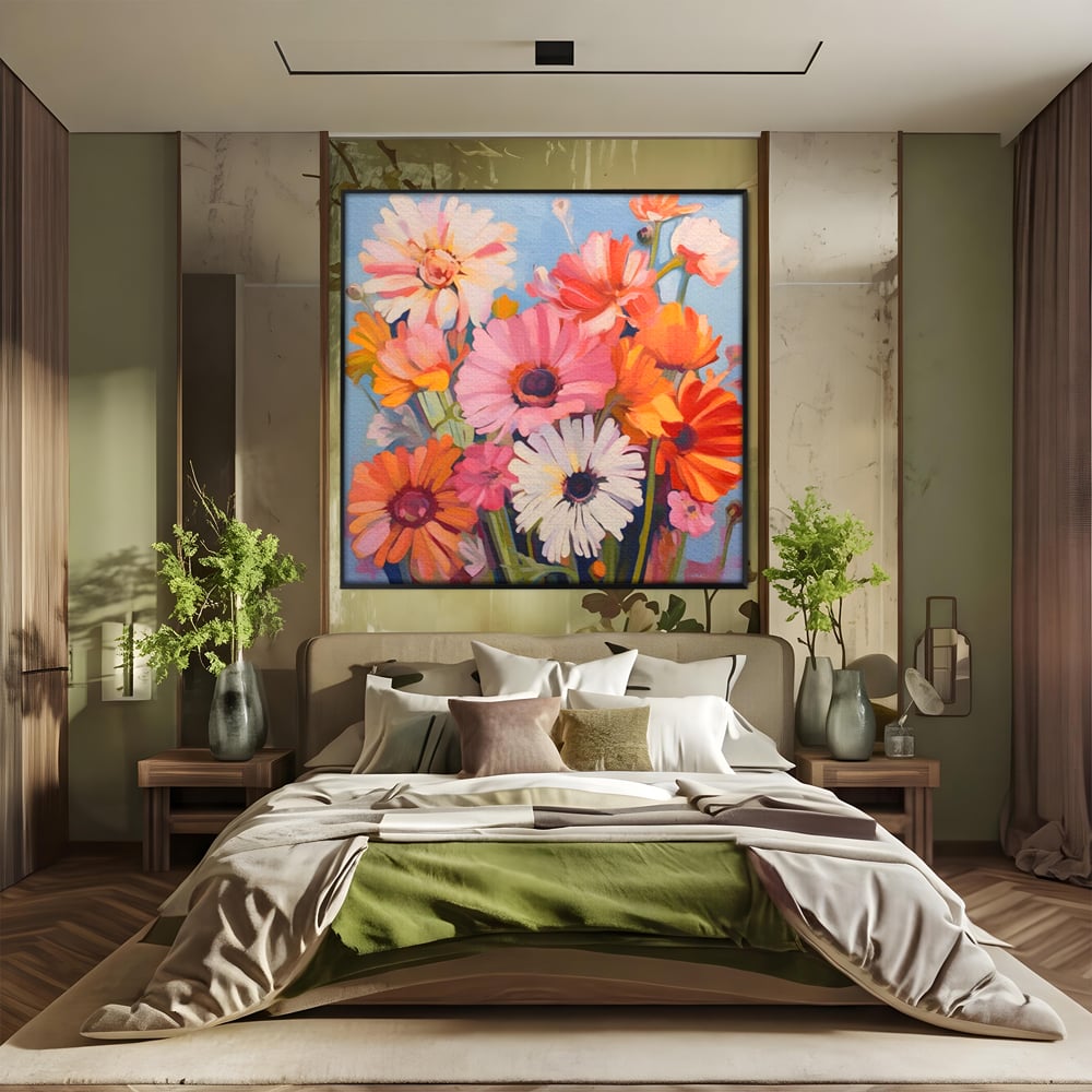Tablou Canvas Premium LuxCanva® A1442, Flori Salbatice , Living, Colorat, Crizanteme, Natura, Planta, Decorativ, Culori Vibrante