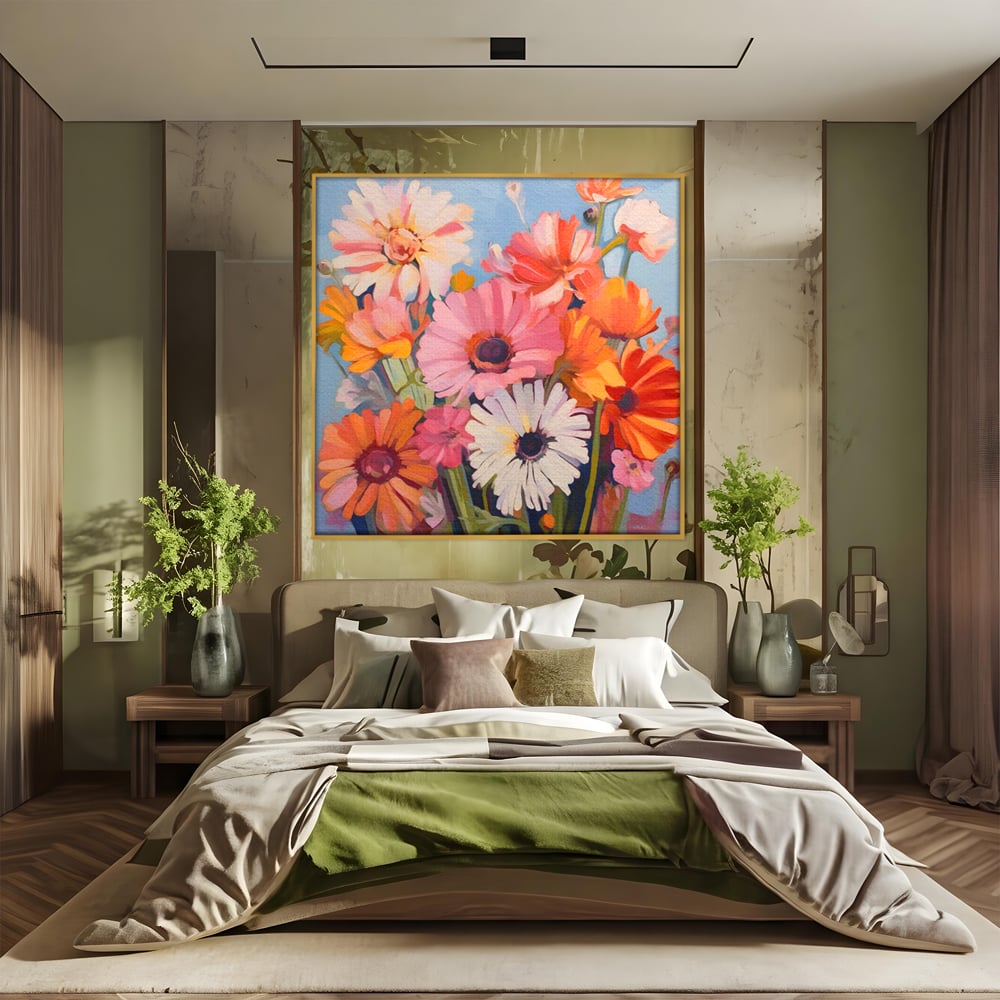 Tablou Canvas Premium LuxCanva® A1442, Flori Salbatice , Living, Colorat, Crizanteme, Natura, Planta, Decorativ, Culori Vibrante