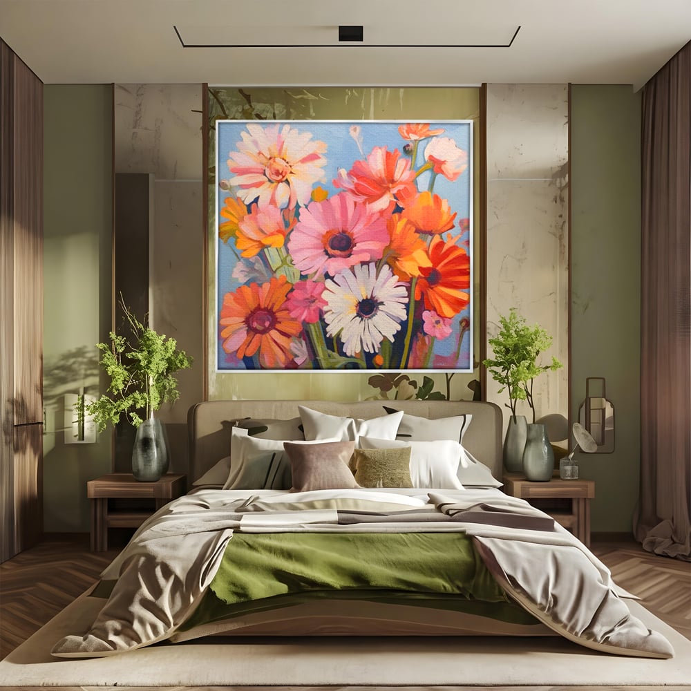 Tablou Canvas Premium LuxCanva® A1442, Flori Salbatice , Living, Colorat, Crizanteme, Natura, Planta, Decorativ, Culori Vibrante