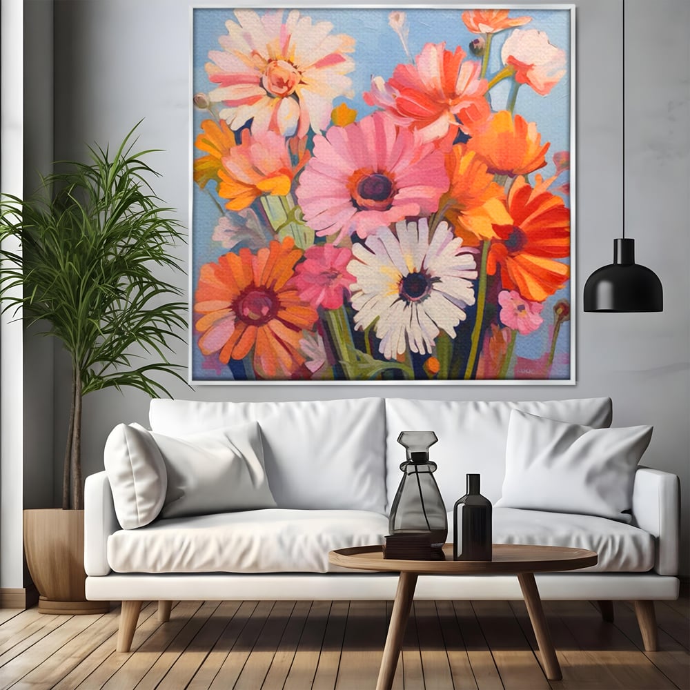 Tablou Canvas Premium LuxCanva® A1442, Flori Salbatice , Living, Colorat, Crizanteme, Natura, Planta, Decorativ, Culori Vibrante