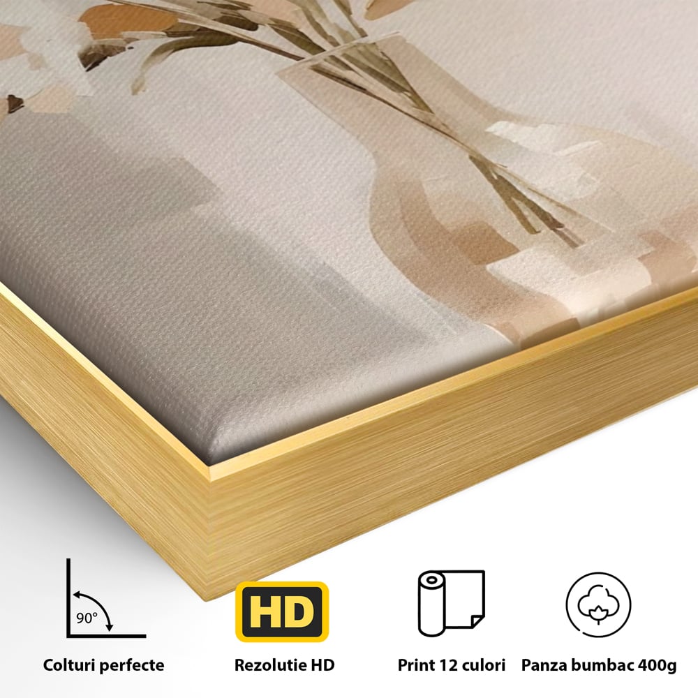 Tablou Canvas Premium LuxCanva® A1443, Calmul Florilor , Living, Alb, Vaza, Natura, Planta, Decorativ, Culori Vibrante