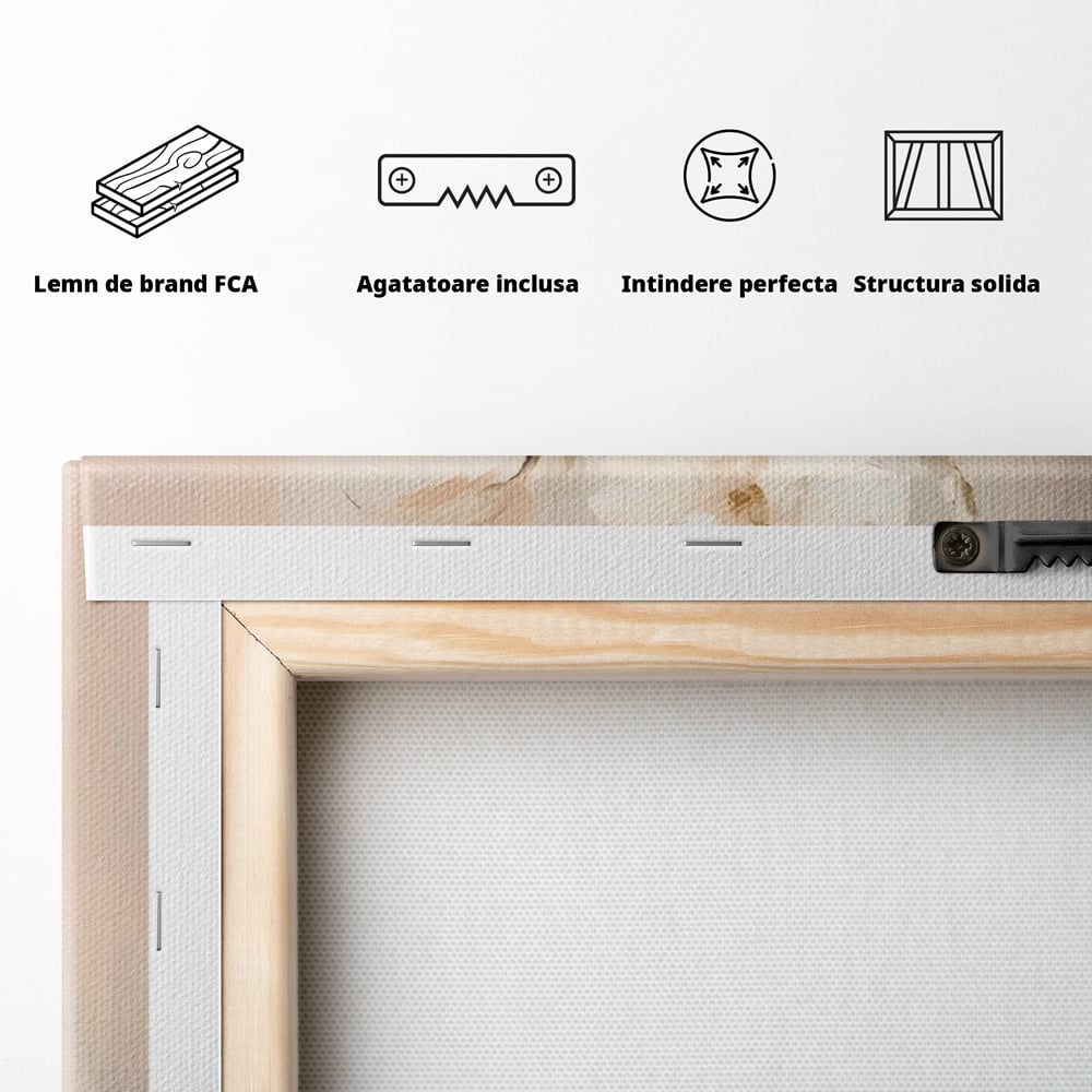 Tablou Canvas Premium LuxCanva® A1443, Calmul Florilor , Living, Alb, Vaza, Natura, Planta, Decorativ, Culori Vibrante