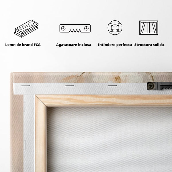 Tablou Canvas Premium LuxCanva® A1443, Calmul Florilor , Living, Alb, Vaza, Natura, Planta, Decorativ, Culori Vibrante
