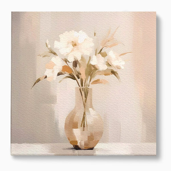 Tablou Canvas Premium LuxCanva® A1443, Calmul Florilor , Living, Alb, Vaza, Natura, Planta, Decorativ, Culori Vibrante