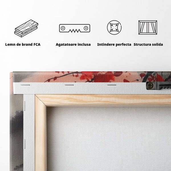 Leinwand Wandkunst Leinwand Wandkunst LuxCanva® A1444, Moonlight Walk , Wohnzimmer, Boot, Baum, Rote Blumen, Dekorativ, Schlafzimmer, Lebendige Farben
