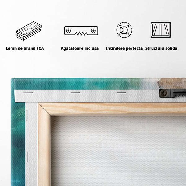 Tablou Canvas Premium LuxCanva® A1445, Tarmul Marii , Living, Valuri, Nisip, Apa, Plaja, Decorativ, Dormitor, Culori Vibrante