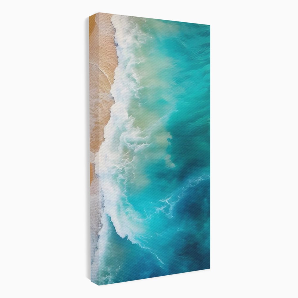 Tablou Canvas Premium LuxCanva® A1445, Tarmul Marii , Living, Valuri, Nisip, Apa, Plaja, Decorativ, Dormitor, Culori Vibrante